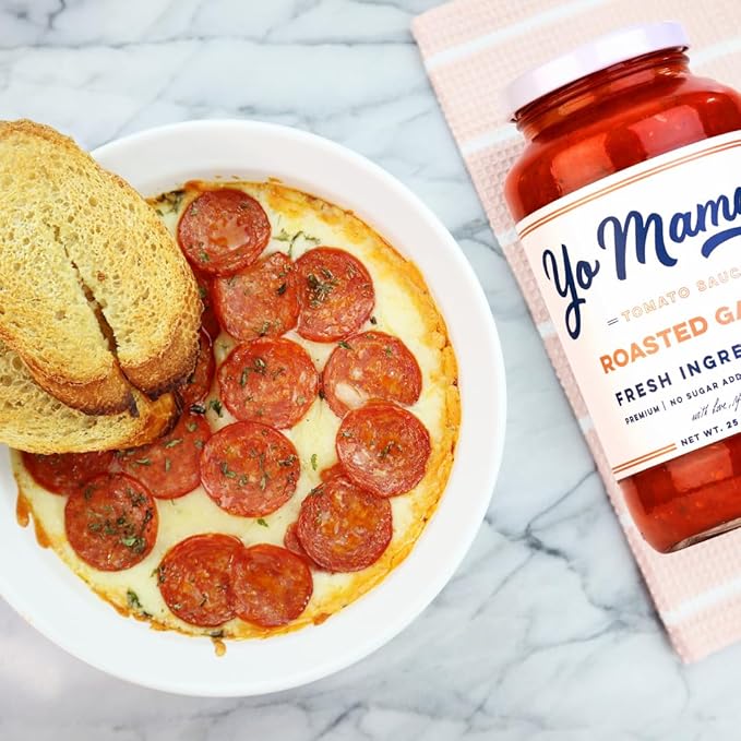 Yo Mama's Foods Keto Roasted Garlic Pasta Sauce - Pack of (1) - No Sugar Added, Low Carb, Low Sodium, Vegan+Gluten Free, Paleo Friendly, and Made with Fresh Non-GMO Tomatoes!
