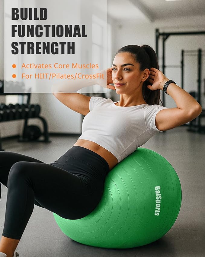 GalSports Anti-Burst Slip Resistant Stability Ball - Swiss Ball for Home Gym & Physical Therapy