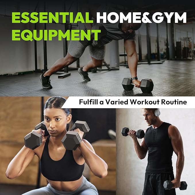 Hex Dumbbell Sets with Rack, 300-670 lb Rubber Encased Exercise & Fitness Dumbbells Set, Hand Weight for Strength Training, Weight Dumbbells