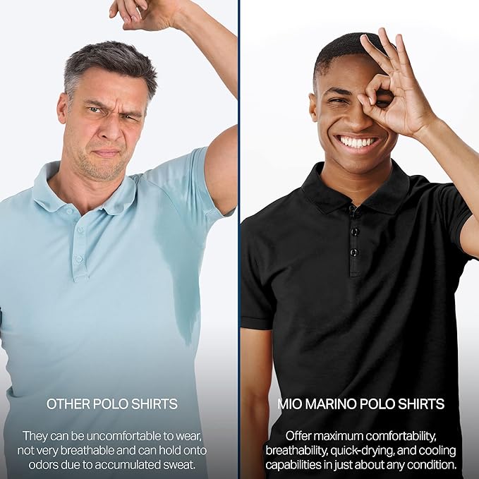 Mio Marino Golf Polo Shirts for Men - Dry Fit - Ultra-Thin Breathable Fabric