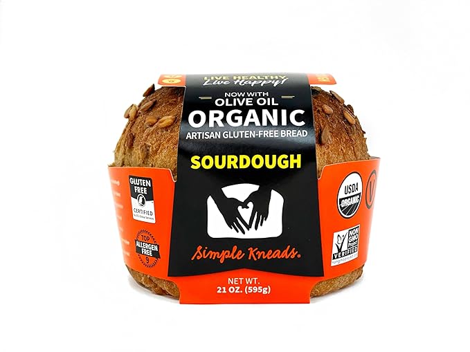 Simple Kneads Gluten-Free Sourdough Bread 3 Pack – Organic, Top 9 Allergen-Free, Artisan-Style Loaves-Extra Virgin Olive Oil