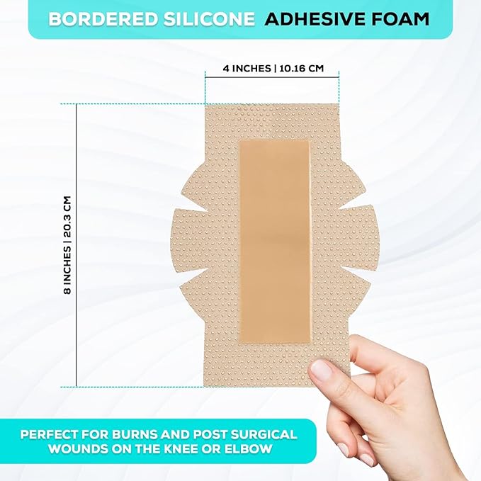 MedVanceTM Silicone - Bordered Silicone Adhesive Foam Dressing (4x8 Inch w/Wings, 5, Count)