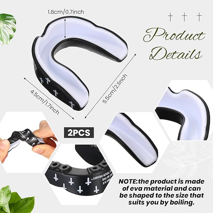 Yaomiao 2 Pcs Cross Mouth Guards Christian Teeth Armor Sport Game Guard with Case Religious Mouth Guards for Baseball Football Lacrosse Basketball Rugby Boxing Taekwondo