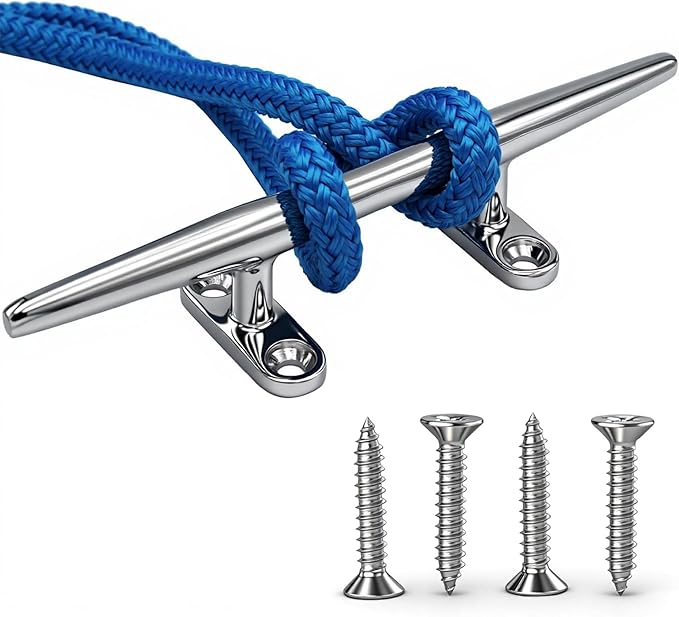 8/10/12/15 inch Dock Cleats - 316 Stainless Steel Boat Cleats Boat Dock Cleats,Open Base Dock Cleat with Fasteners,Marine Cleat Rope Cleat Boat Cleat for Boat/Deck/Nautical Decor(1,2,4,6 Pack)