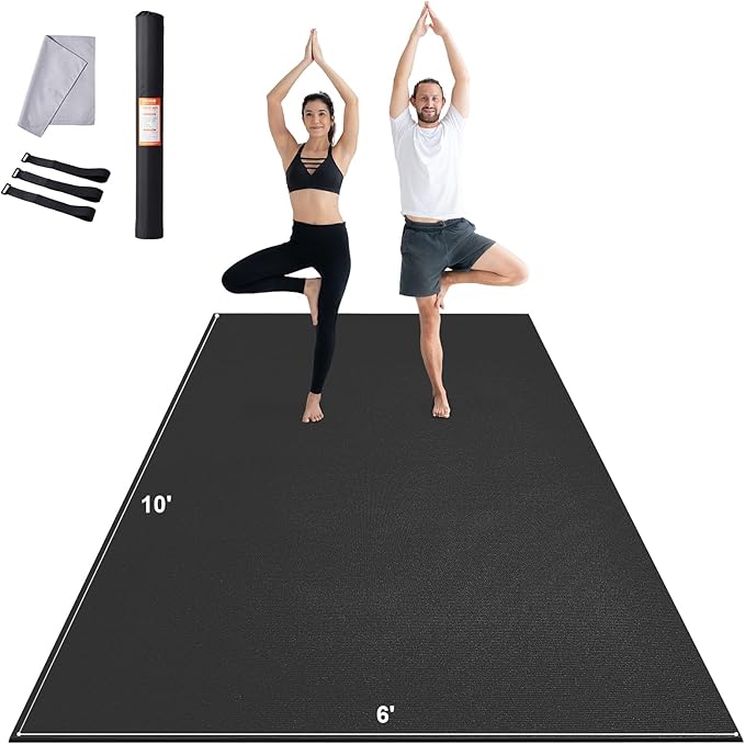 VEVOR Large Exercise Mat, Non Slip High Density Premium Yoga Mat, Exercise Yoga Mat for Men Women, Fitness & Exercise Mat with Bag & Carry Strap, for All Types of Home Yoga, Pilate & Floor Workout