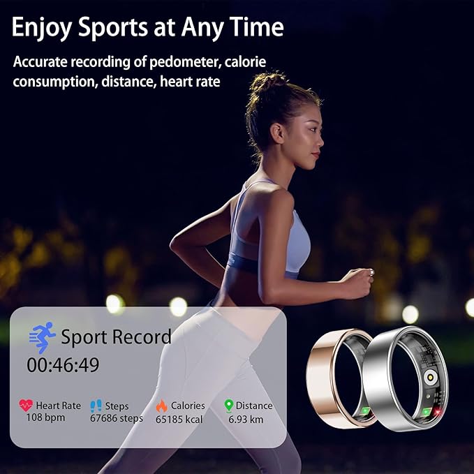 Smart Ring for Women Men, Sleep Tracker Ring, Waterproof Fitness Tracker Health Rings with Heart Rate Monitoring, Blood Oxygen, Stress Distance Calories Steps Tracking,No Subscription Fee(Silver,#11)