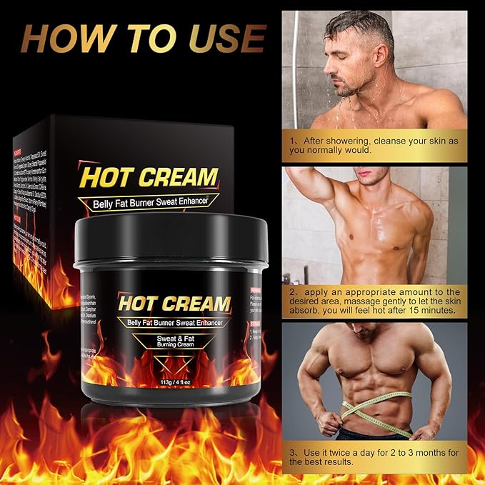 Hot Sweat Cream, Natural Sweat Cream for Belly Fat Burner for Women, Fat Burning Cream for Belly, Hot Cream Weight Loss Workout Enhancer, Cellulite Treatment for Thighs Legs, Arms & Buttocks (2 PCS)