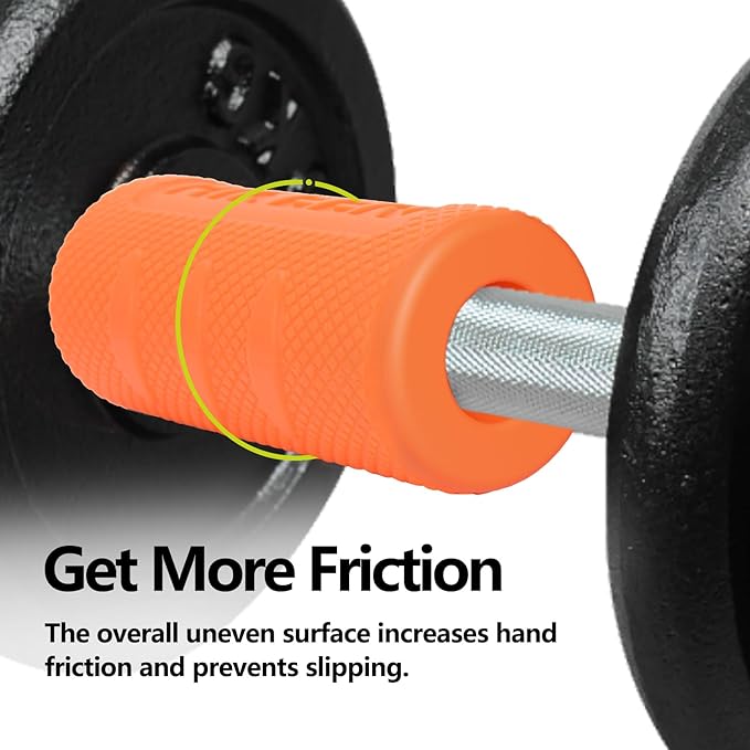 Hikeen Thick Bar Dumbbell Grips,Non Slip Hard Rubber Barbell Grips,Grips for Weight Lifting, Muscle Building-1.77", 2", 2.25" & 2.75" Outer Diameter