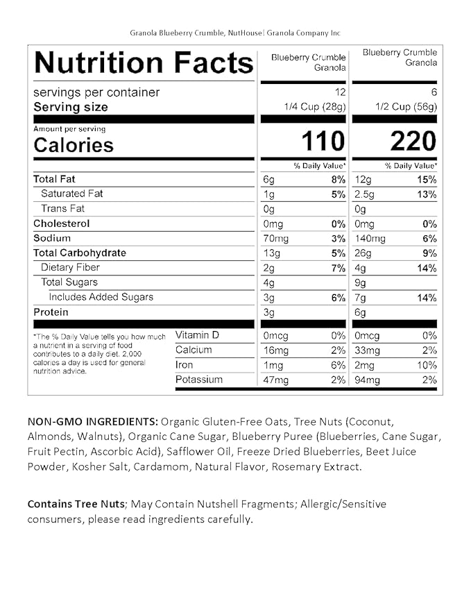 NutHouse! Granola Company - Premium Blueberry Crumble Granola | Certified Gluten-Free, Non-GMO, Kosher | Vegan, Soy-Free | 11.5 oz. Bag (3-Pack)