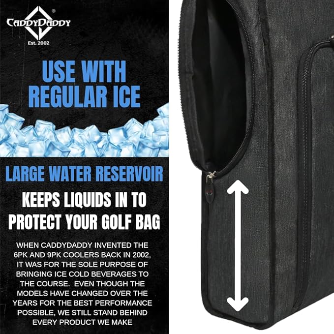 CaddyDaddy Golf Bag Cooler with Ice Pack, Golf Accessories for Men, Women, Golf Cooler Bag Sleeve, Insulated Golf Cooler, Golf Gifts for Men, Golf Bag Cooler Sleeve, Wine Cooler Chiller
