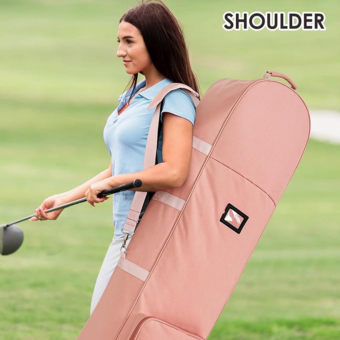 Golf Travel Bags for Airlines with Adjustable Support Rod and Detachable Shoulder Straps, Soft Foldable Golf Club Travel Covers, 900D Heavy Duty Oxford
