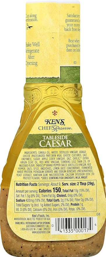 Ken's Steak House Chef's Reserve Tableside Caesar Dressing 9 Ounce (Pack of 4)