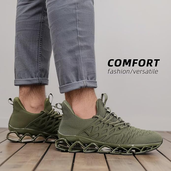 Men's Slip on Walking Running Shoes Blade Tennis Casual Fashion Sneakers Comfort Non Slip Work Sport Athletic Trainer