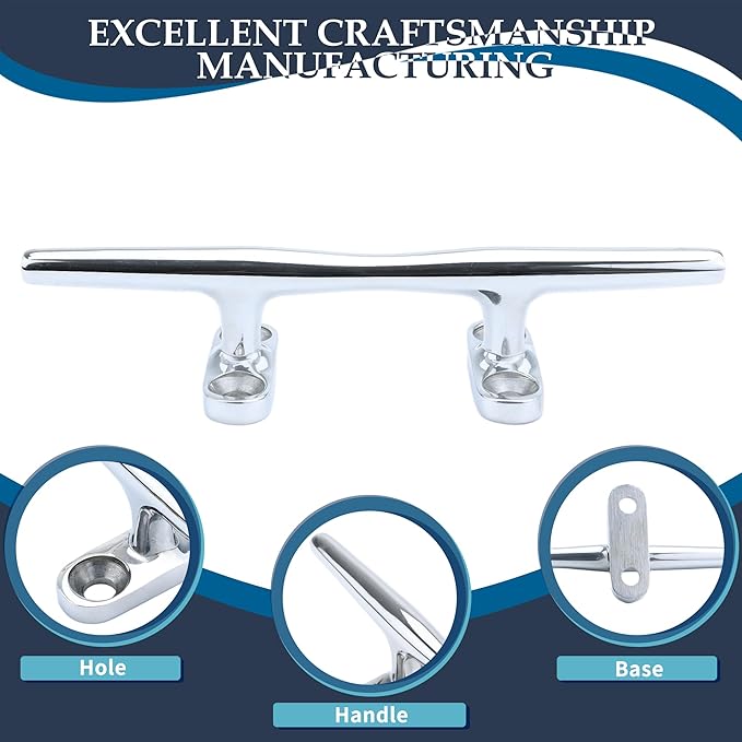 SHENGHUISS Boat Cleat 316 Stainless Steel Open Base Boat Dock Cleats（4"/5"/6"/8"/10"/12"） Silver/Gold for Boat, Dock, Kayaks, Nautical Decor ect