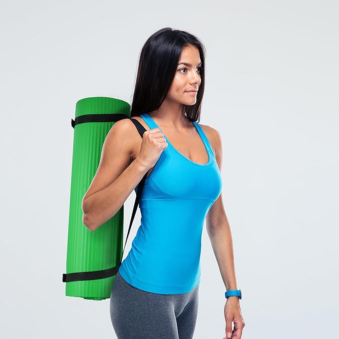 Yoga Mat, 1/2-Inch Extra Thick High Density Exercise Mat, Anti-Tear Exercise Yoga Mat with Carrying Strap, Suitable for Various Yoga Exercises