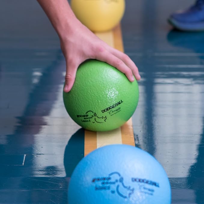 Champion Sports Rhino Skin Dodgeball Set – 6 Soft Foam Dodgeballs with Tear-Resistant Coating, Grip Surface, Low Bounce, Mesh Bag, Indoor & Outdoor Playground or PE Class Ball Set – 6” or 7”