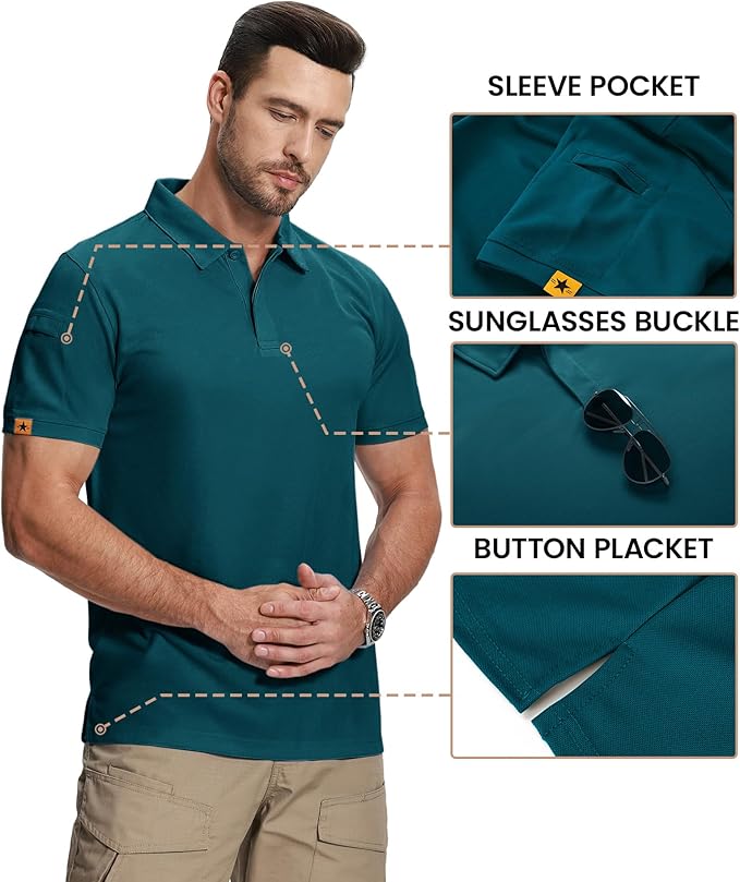 ZITY Mens 2 Pack Polo Shirts Short Sleeve Performance Sports Golf Shirt for Men Tactical Shirt