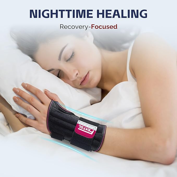 FEATOL 2 Pack Carpal Tunnel Wrist Brace For Work With Wrist Splint, 6.5'' Wrist Brace Night Support For Women Men, Pain Relief For Tendonitis, Arthritis, Pregnancy, Typing, Right and Left Hand, Small