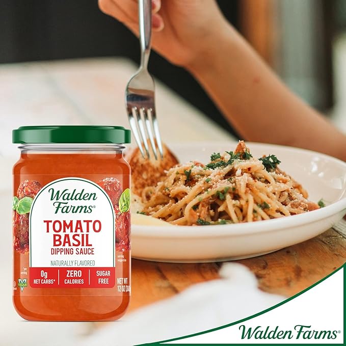Walden Farms Tomato Basil Pasta Sauce – Zero Calorie, Sugar Free, Keto & No Carb Sauce for Pasta, Veggies & More – 12 oz Bottle