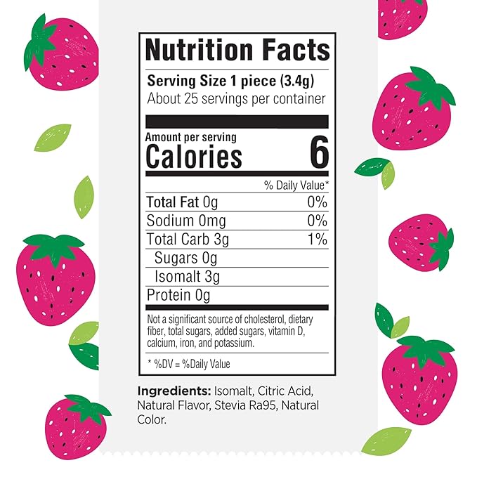 Stevita Hard Candy, Sublime Strawberry - 25 Individually Wrapped Pieces - Sugar & Aspartame Free - Naturally Flavored & Sweetened - Non-GMO, Gluten Free, Keto Friendly