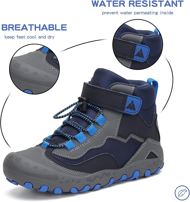 Mishansha Kids Water Resistant Hiking Boots, Boys Girls Anti Collision Anti-Skid Athletic Outdoor Adventure Trekking Shoes