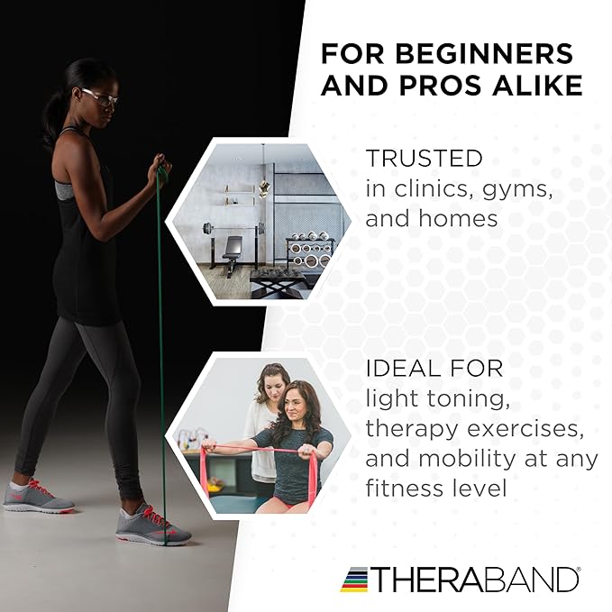 THERABAND Resistance Bands, 50 Yard Roll Professional Latex Elastic Fitness Band For Upper & Lower Body & Core Exercise, Physical Therapy, Pilates, Yoga, Stretching, Home Workouts, & Rehab