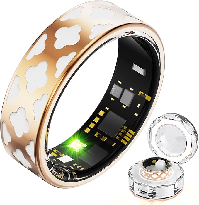 Smart Ring Health Tracker for Women Men, Fitness/Sleep/Stress/HR Tracker, Fitness Tracker with Steps, Distance & Calorie Count, iOS & Android Compatible, IP68 Waterproof (11#)