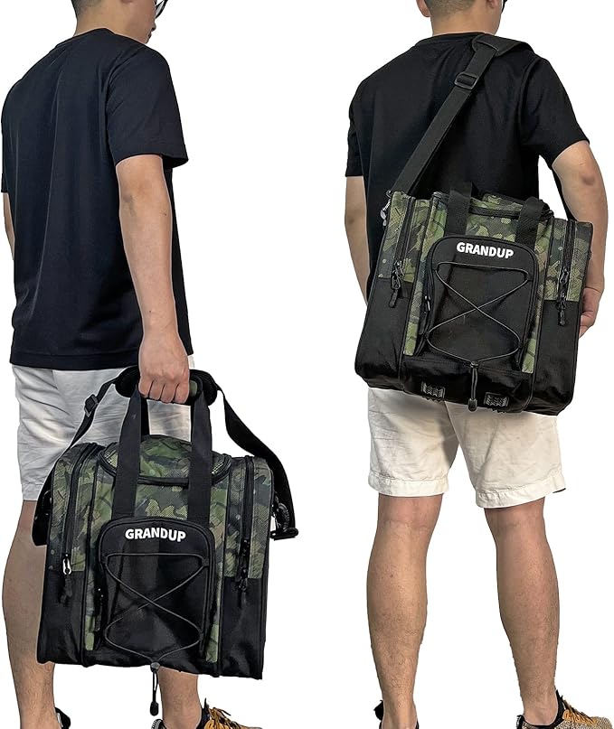 GRANDUP Bowling Ball Bag for Single Ball - Black Bowling accessories Ball Tote Bag Bowling Bag with Padded Ball Holder - Fits Bowling Shoes Up to Mens Size 14