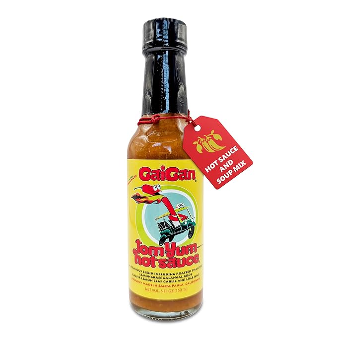 GaiGan - Tom Yum Hot Sauce/Soup Mix, Low-Calorie Thai Chili Hot Sauce Dip & Glaze, All Natural Gluten Free Vegan Condiments with Low Sodium & No Preservatives, 150 mL