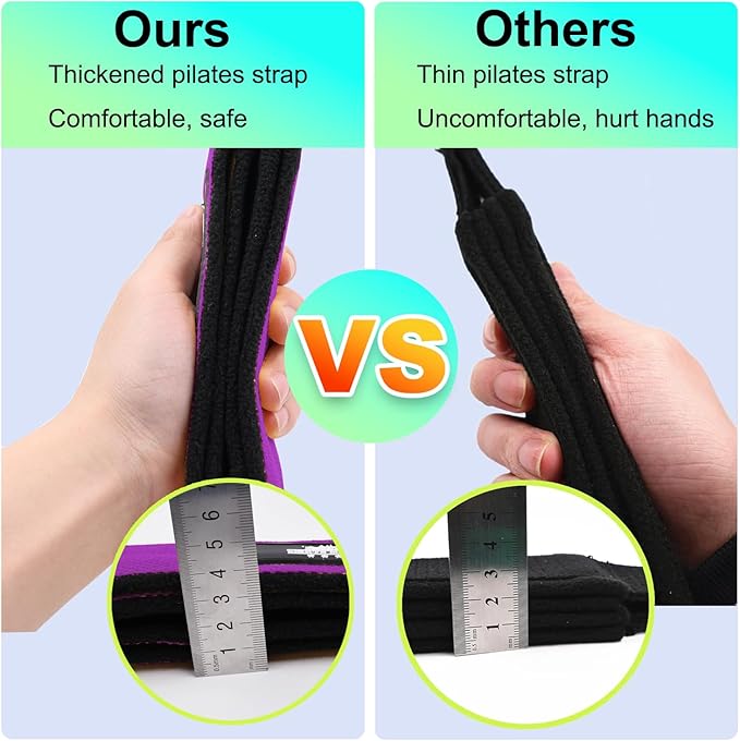 1 Pair Pilates Double Loop Straps for Reformer Fitness D-Ring Straps Handle, Yoga Exercise Accessories for Home Gym Workout