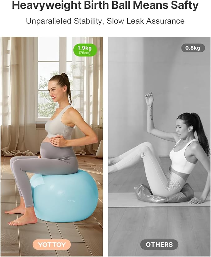 YOTTOY Pregnancy Ball - 1.8mm Thick Birthing Ball for Maternity Physio and Birth Preparation, Yoga and Exercise for Pregnancy - Includes Pump