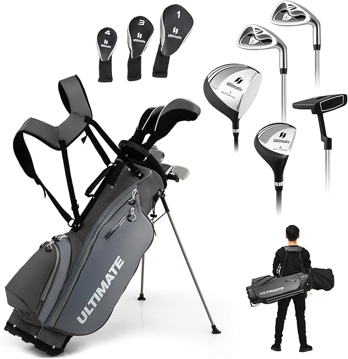 ULTIMATE Men's Complete Golf Club Set – Right-Handed, 9/11-Piece Full Set Including 460cc #1 Driver, #3 Fairway Wood, Hybrid, #6, #7, #8, #9, #P Irons, and a Precision Putter