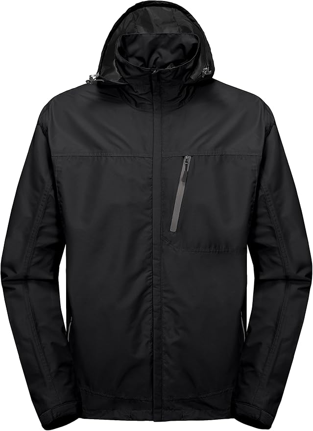 Little Donkey Andy Men's Waterproof Rain Jacket Outdoor Lightweight Hooded Raincoat for Hiking Golf Travel Fishing