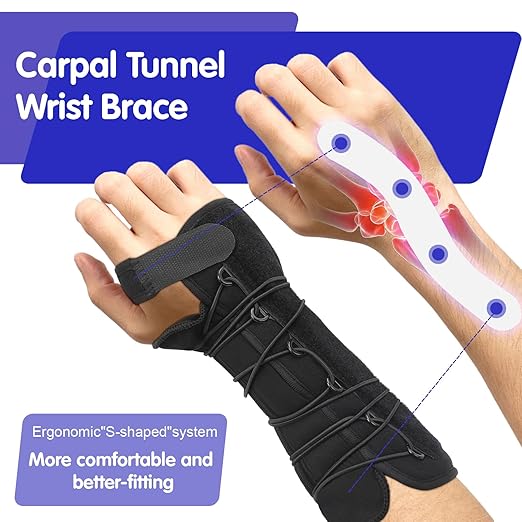 Carpal Tunnel Wrist Brace, Newly Upgraded Adjustable Drawstring Fixation, Nighttime Wrist Sleep Support Brace, Women Men Adjustable Splint, Pain Relief, Tendonitis, Arthritis (left hand)