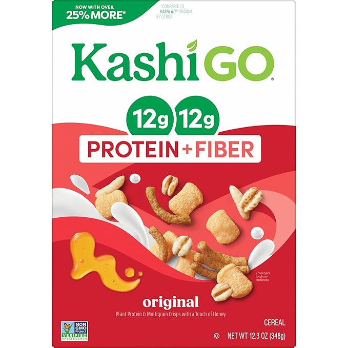 Kashi GO Protein Cereal, 12g Protein, 12g Fiber, Original, 12.3oz Box (1 Box)