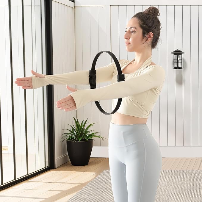 Pilates Ring, 13.5" Silicone Magic Pilates Fitness Circle with Dual Grip, Lightweight & Durable Flexible Resistance Exercise Equipment for Toning Arms, Thighs, Legs, Core