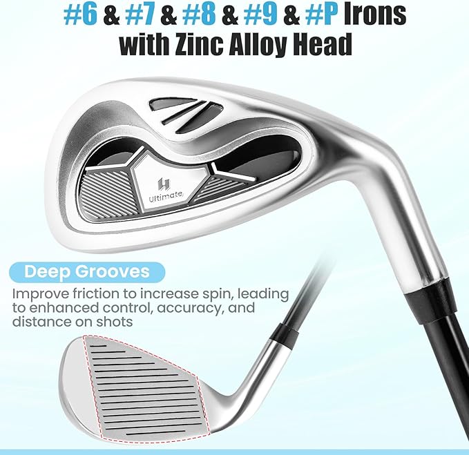 Tangkula 9/10/12 Pieces Women's Complete Golf Clubs Set, Golf Club Package Set with 460CC Driver, Fairway Wood & Hybrid, Irons, Putter, Portable Regular Golf Club Set