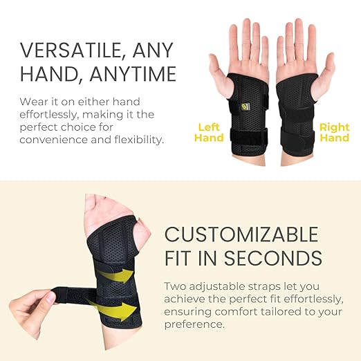 Bracoo Wrist Brace for Carpal Tunnel Day & Night, Adjustable Wrist Support Wrap with Splint, For Women Men, Fit Right Left Hand, Arthritis, Tendonitis, Sprain, Carpal Tunnel Syndrome, WB31