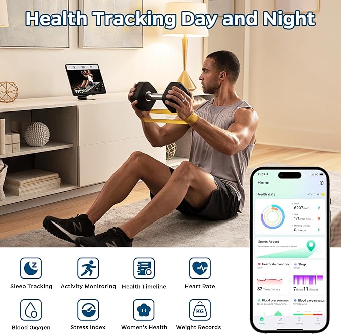 Smart Ring Health Tracker, Sleep Tracker Ring with Heart Rate, Waterproof Fitness Ring for Activity Monitoring/Steps/Distance/Calories, Air Gestures, Up to 7-Day Battery, for iOS Android (Silver,#10)