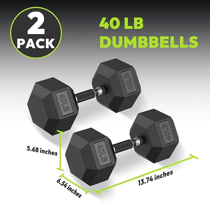 Hex Dumbbell Set 2.5-400 lb, Rubber Encased Exercise & Fitness Dumbbells, Weights Dumbbells Set of 2, Hand Weight for Strength Training