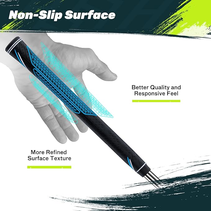 SAPLIZE High-performance Rubber Golf Grips 13 Pack, High Shock Absorption, Non-slip, Choose from 13 Grips with 15 Tapes or Full Regripping Kit, Available in Standard/Mid/Jumbo Sizes, CC10 Series