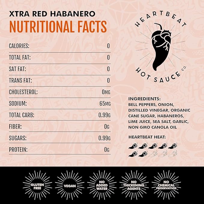 Heartbeat Hot Sauce Co. | In Flames Extra Hot Red Habanero, 6 oz.