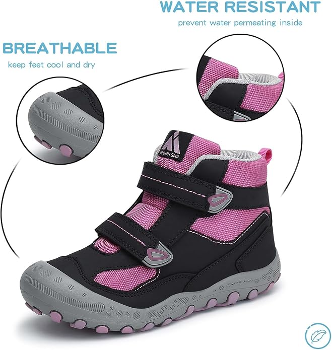 Mishansha Kids Water Resistant Hiking Boots, Boys Girls Anti Collision Anti-Skid Athletic Outdoor Adventure Trekking Shoes
