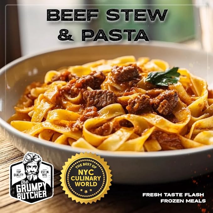 Grumpy Butcher East & West Meals Set – 6 Pack (10-15 oz each) – Beef Stew, Orange Chicken, Chicken Lo Mein – Restaurant-Quality Premade Meals Ready to Eat