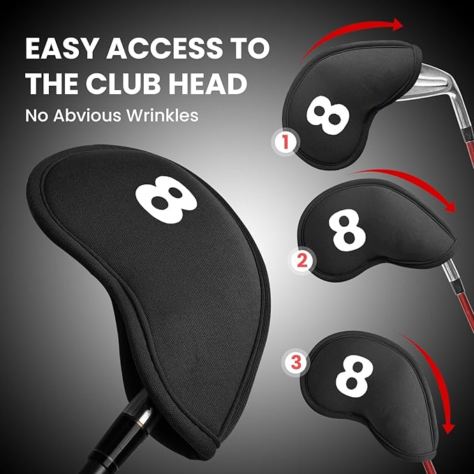 Golf Club Covers Set Neoprene Protector for Irons Value 12 Pack, Headcover Number Universal Head Cover Fit Main Irons Clubs Accessories for Women Men