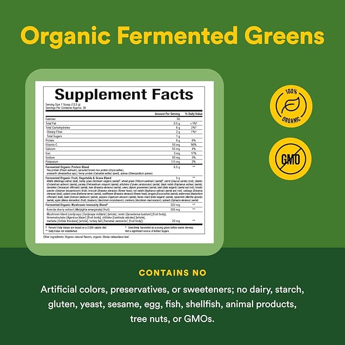 Whole Earth & Sea from Natural Factors, Organic Fermented Greens, Vegan Whole Food Supplement, Tropical, 14.3 Oz