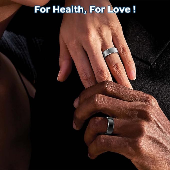 Smart Ring Health Tracker, Sleep Tracker Ring with Heart Rate, Waterproof Fitness Ring for Activity Monitoring/Steps/Distance/Calories, Air Gestures, Up to 7-Day Battery, for iOS Android (Silver,#11)