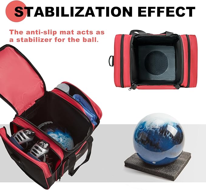 Himal Bowling Ball Bag for Single Sphere - Bowling Ball Tote Bowler's Bag with Padded Sphere Holder - Fits Bowler's Shoes Up to Mens Size 14
