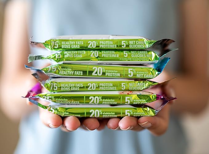 No Sugar Keto Bar Snack - Low Carb No Sugar Keto Snack Food with Keto Friendly Macros (12 x 1.41oz Bars, Peanut Butter)