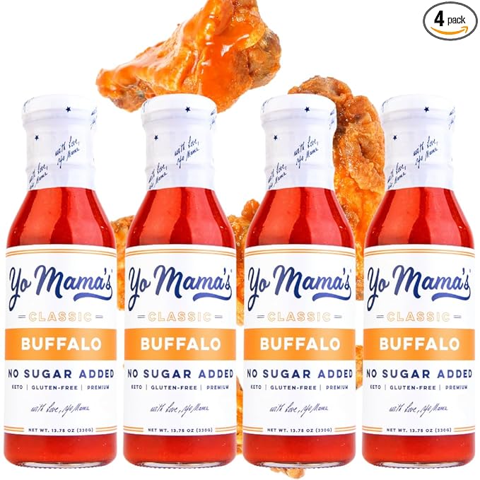 Yo Mama’s Foods Keto Buffalo Dipping, Marinade & Wing Sauce - Pack of (4) - Low-Zero Carb, No Sugar Added, Whole30, Paleo, Gluten and Soy Free, and Low Calorie!